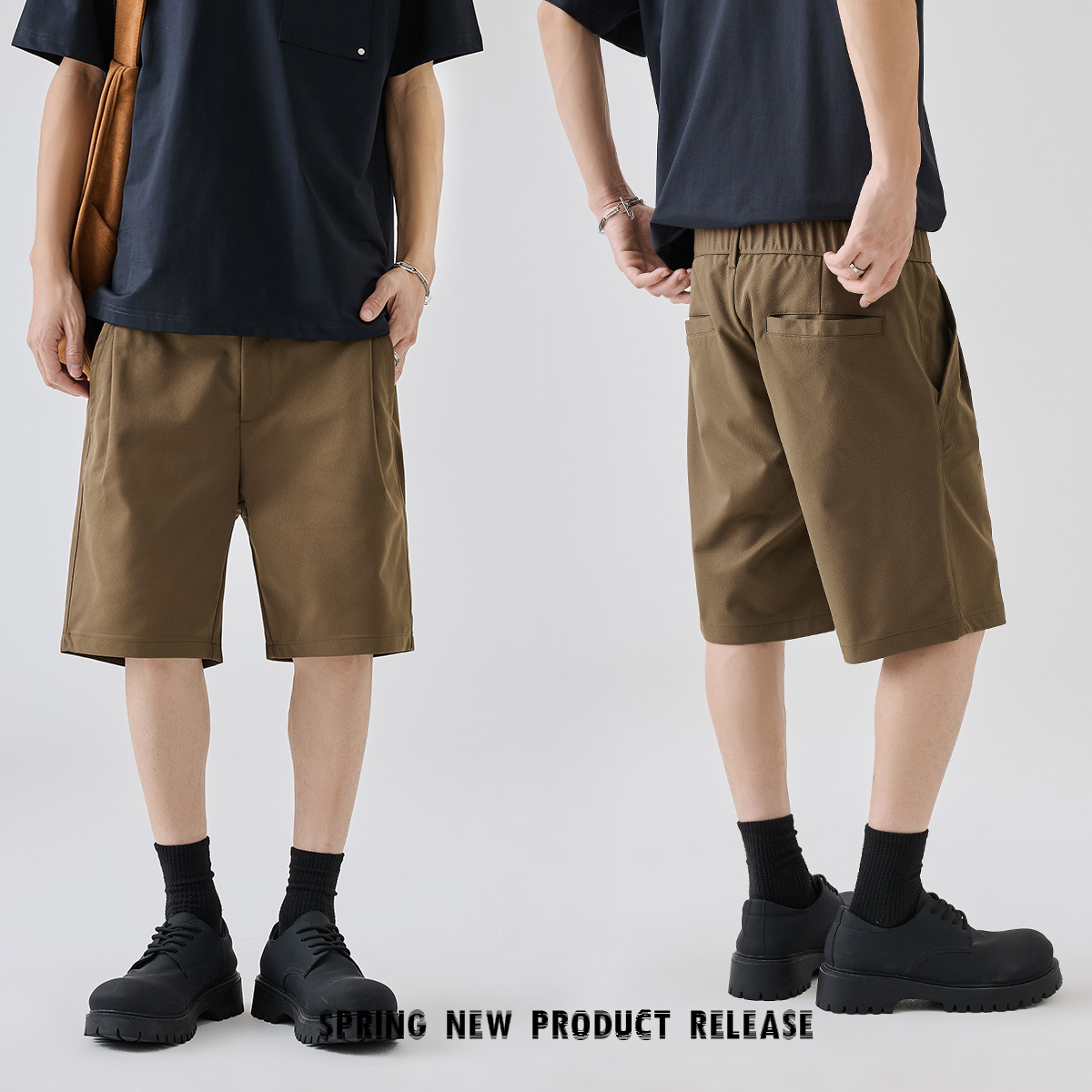 Men's wear: Cross-border exclusive men's shorts, simple straight-leg, versatile 5-point business casual trousers for summer outerwear Specification drawing