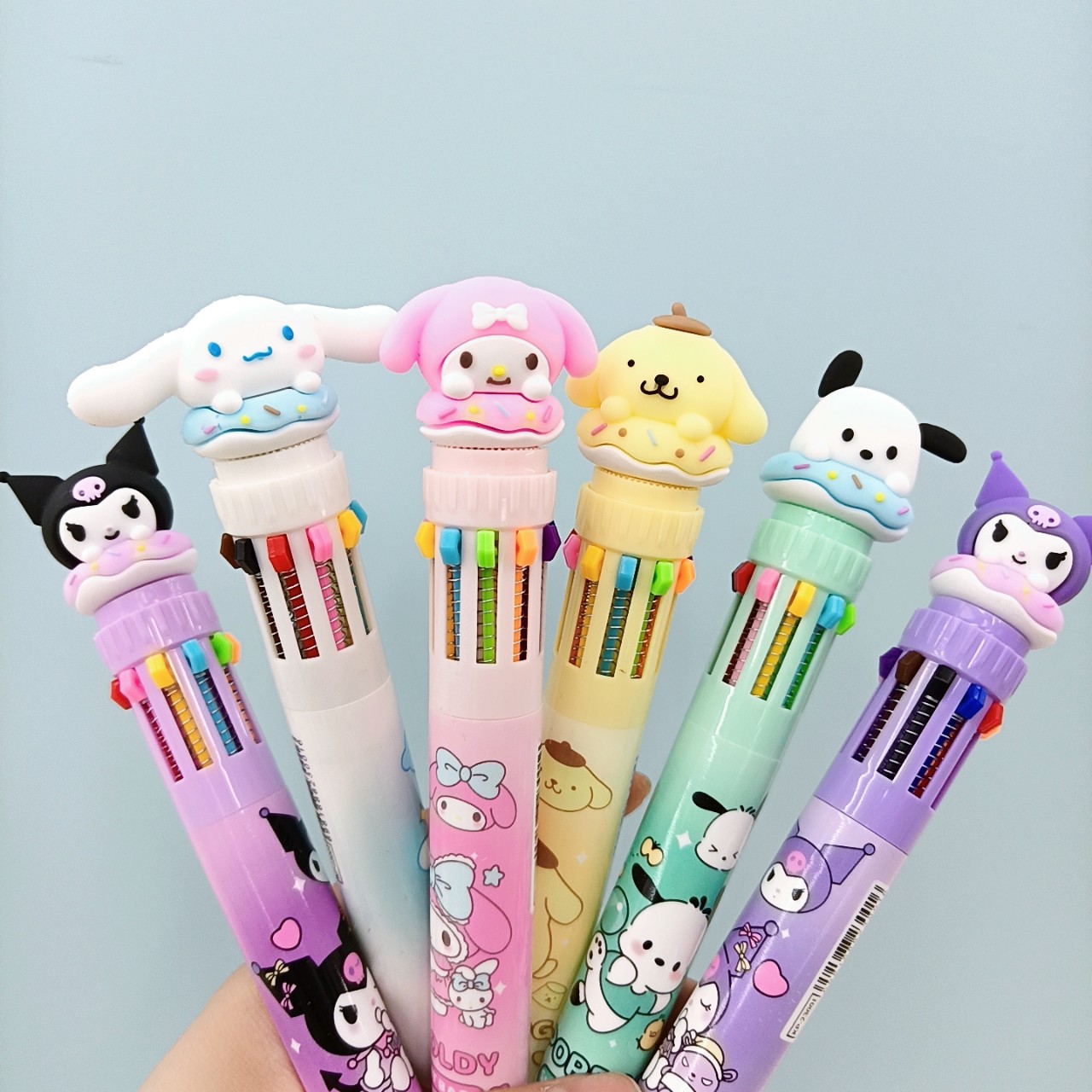 New cartoon ten-color ballpoint pen, multi-color press pen, high appearance level design, colorful stationery pen Application Scenario