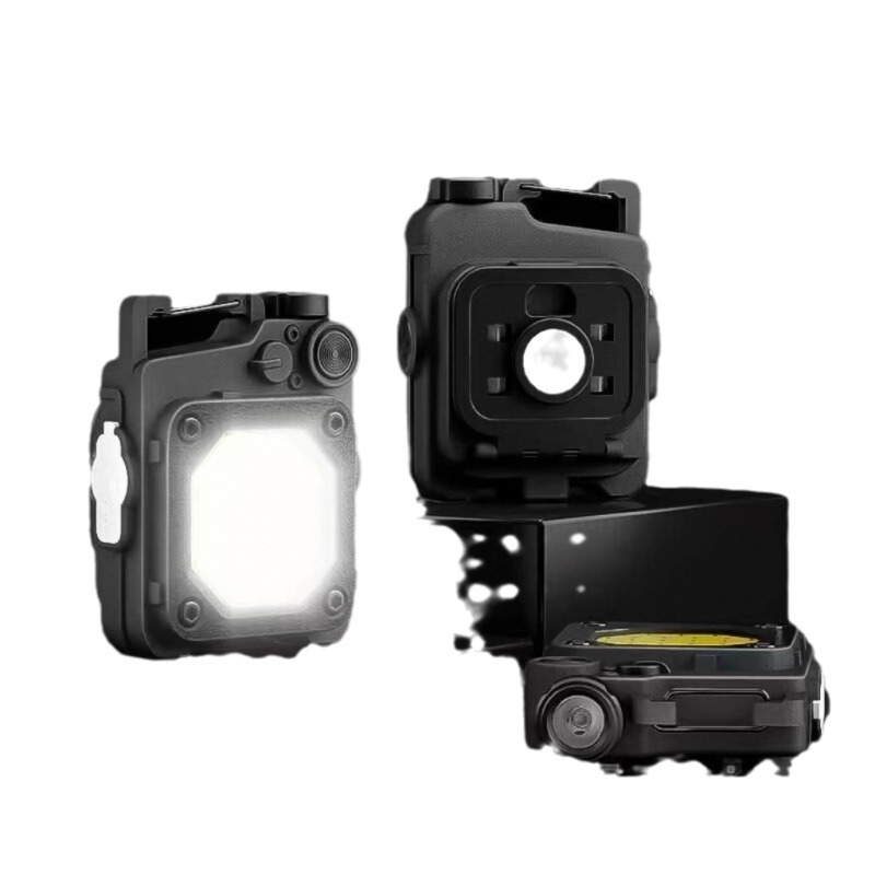 Outdoor mini keychain light, multi-speed adjustable portable lighting, flashlight, floodlight, magnetic suction work light, magnetic suction charging Item Picture