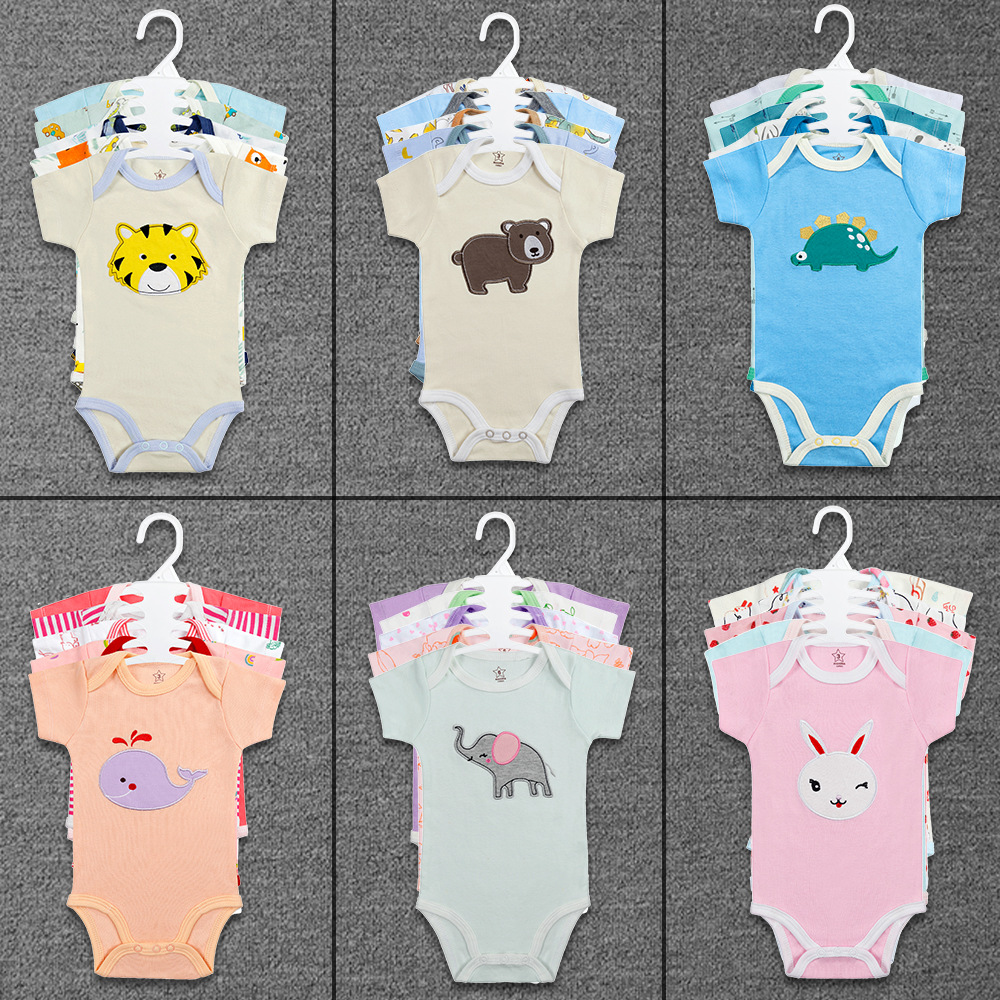 2025 Foreign trade Summer cross-border wholesale pure cotton short-sleeved Caterpillar baby clothes, boys' and girls' baby clothing