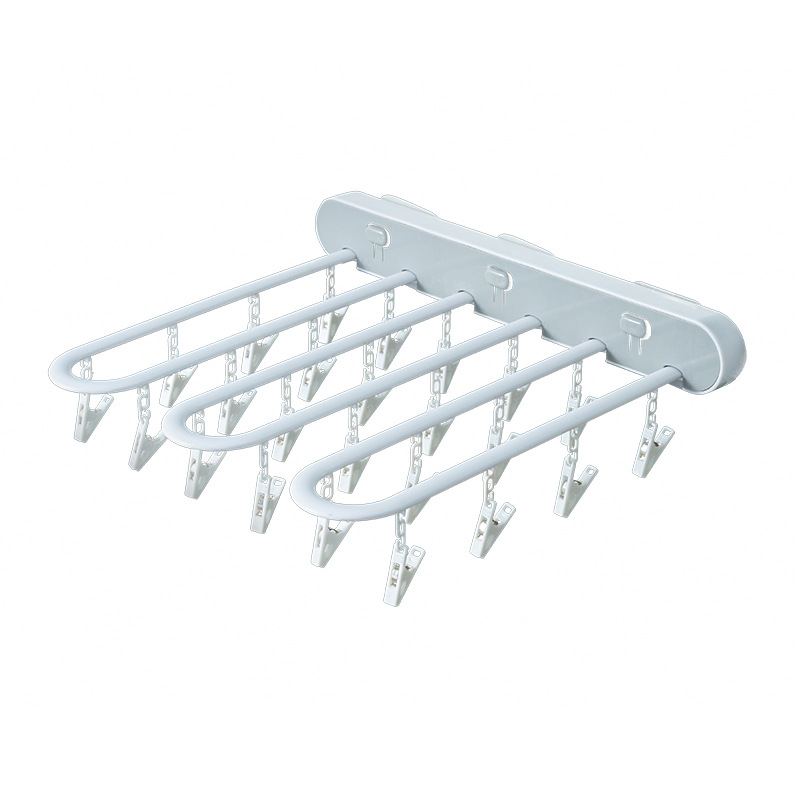 Multi-clip folding clothes drying rack, bathroom balcony sock drying rack, no need for drilling, multi-functional wall-mounted underwear wonder Item Picture