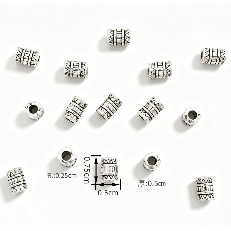 diy silver alloy spacer beads wholesale, keychains, car hangers, accessories, alloy silver loose beads bracelets, stringing beads Specification image