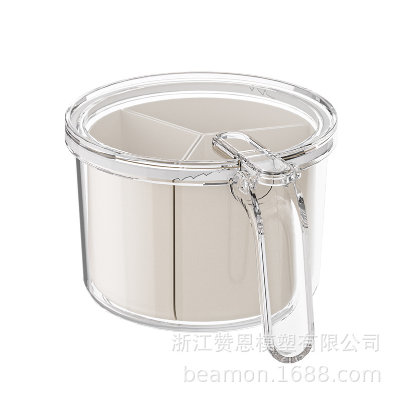 Seasoning box, kitchen with spoon, complete set, detachable, multi-compartment seasoning and condiment storage, four compartments in the kitchen Item Picture