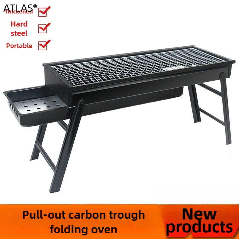 Team-building home camping BBQ grill, portable folding barbecue grill, charcoal grill, outdoor multi-functional BBQ charcoal stove