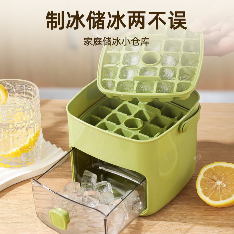 Portable 48-compartment ice-making bucket, ice-making box, ice cube mold, ice freezing wonder, food-grade large-capacity household press ice cube tray Specification image