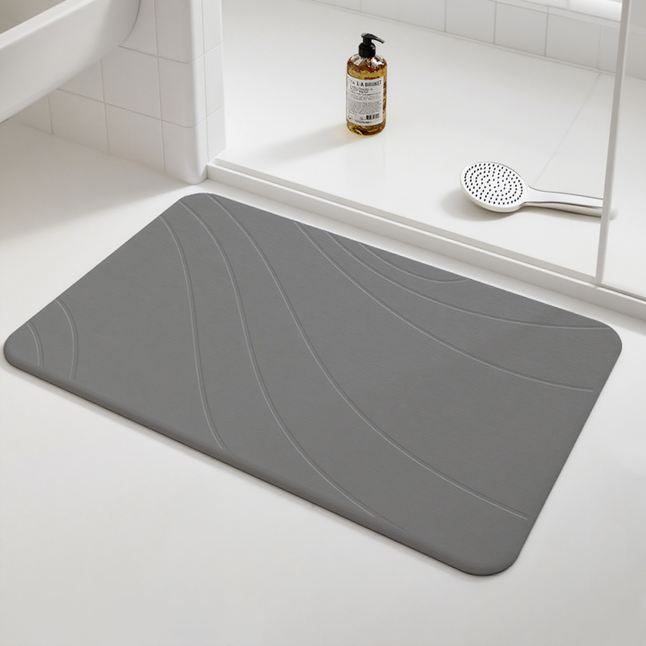 跨境爆款硅藻泥硬垫浴室地垫卫生间门口防滑脚垫速干吸水垫子雕刻细节图