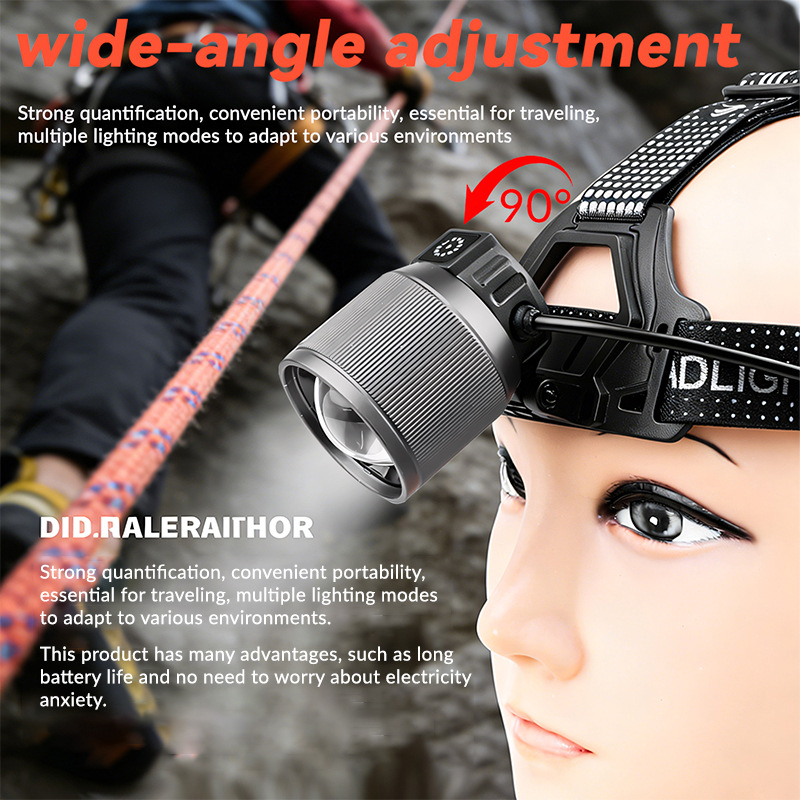 New cross-border white laser long-range strong headlamp 18650 USB charging digital display with output aluminum alloy headlamp Specification image