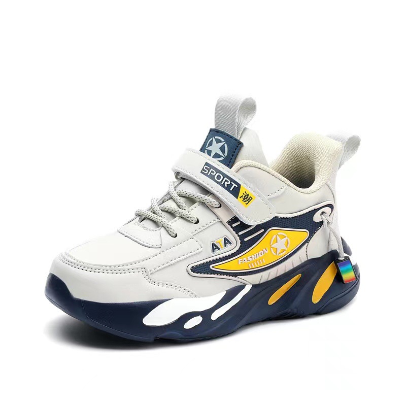 Wear-resistant and anti-slip sports leather, medium and large leather surface, Spring and Autumn Boys' Network casual walking shoes, running school sports shoes, children's shoes Item Picture