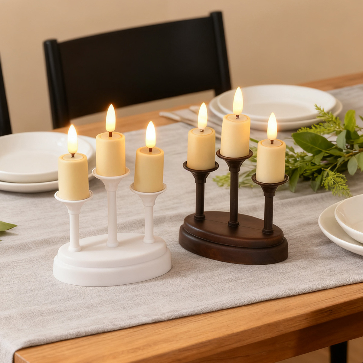 Retro three-headed LED electronic candle lamp, Nordic InS-style home decoration candlestick ornament, realistic romantic atmosphere lamp Specification image