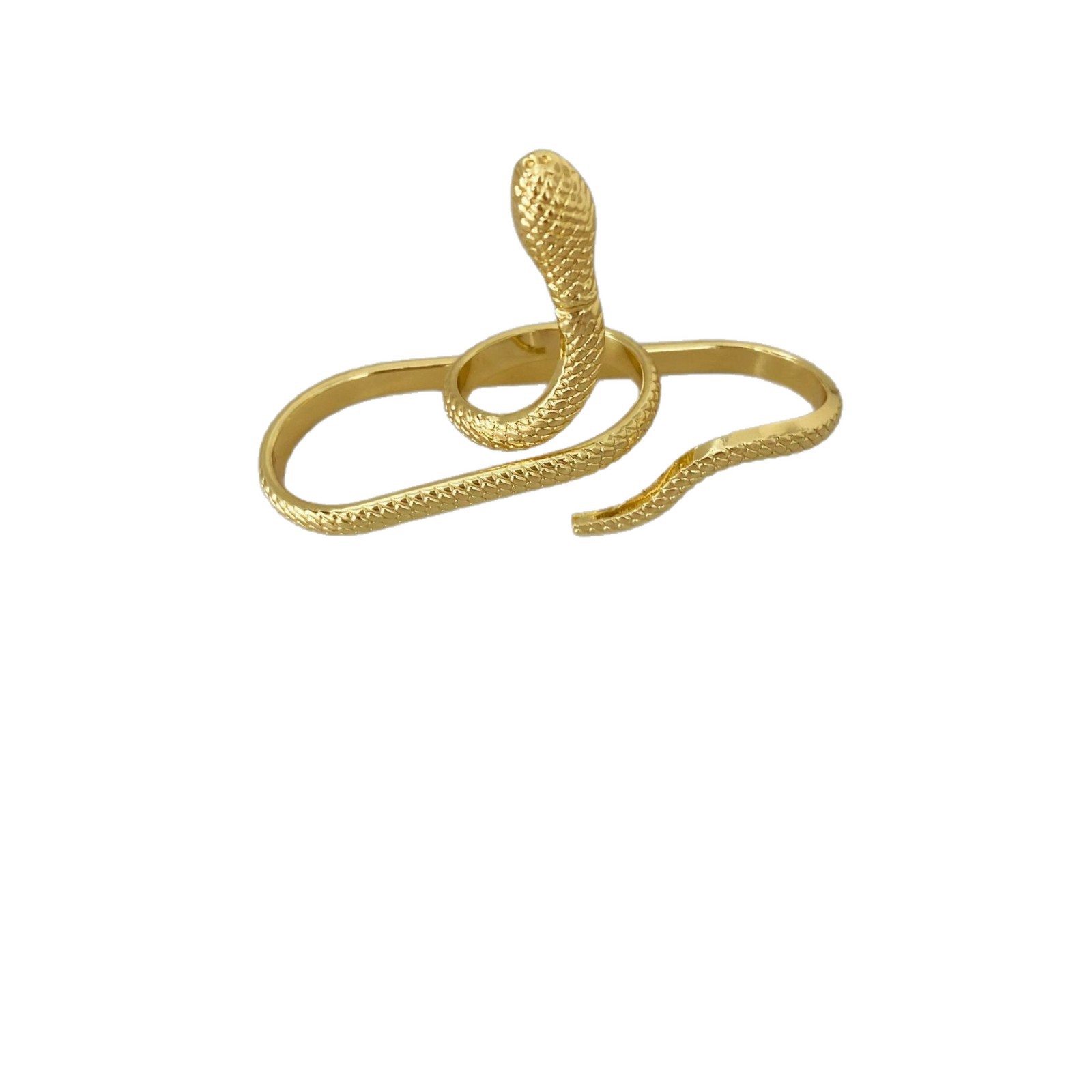 The exaggerated and irregular double-ring water drop snake ring from Europe and America exudes a sense of sophistication and simplicity for women. It is a double-finger opening ring Item Picture
