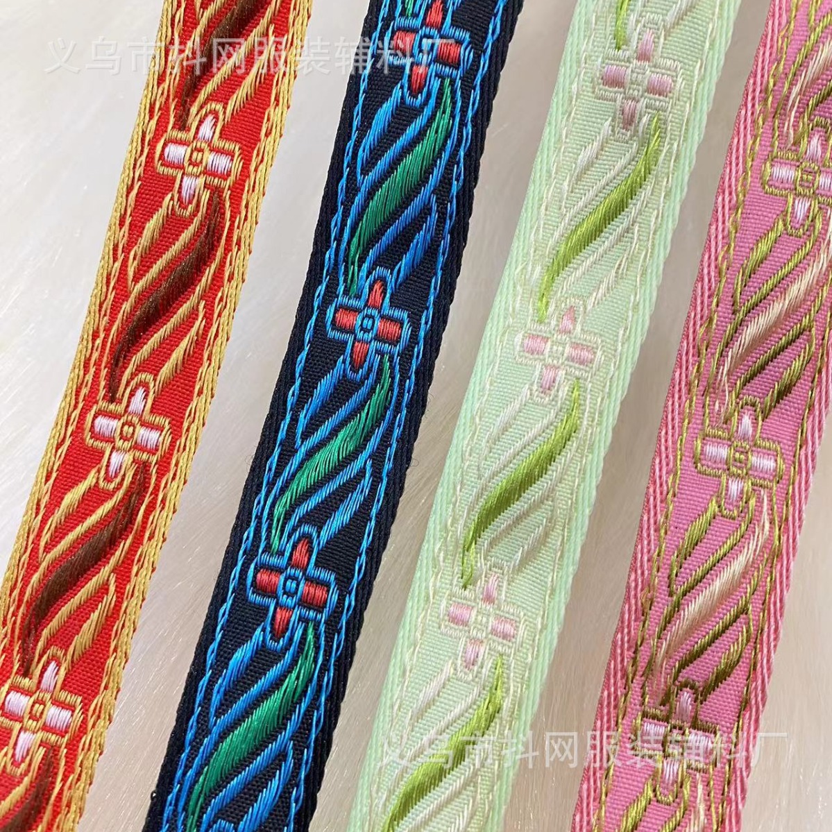 2.1cm hecho a mano DIY arcos cruz jacquard étnico bordado correas para el pelo tocados espectáculos ropa accesorios