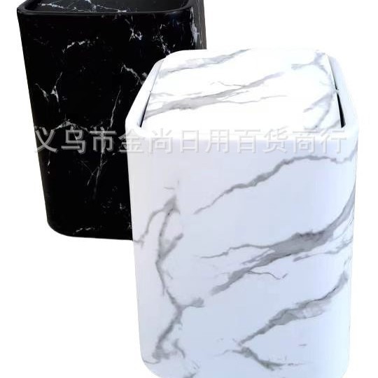 Chinese-style retro imitation marble trash can, household push-type large-capacity trash can, living room, kitchen, bathroom Application Scenario