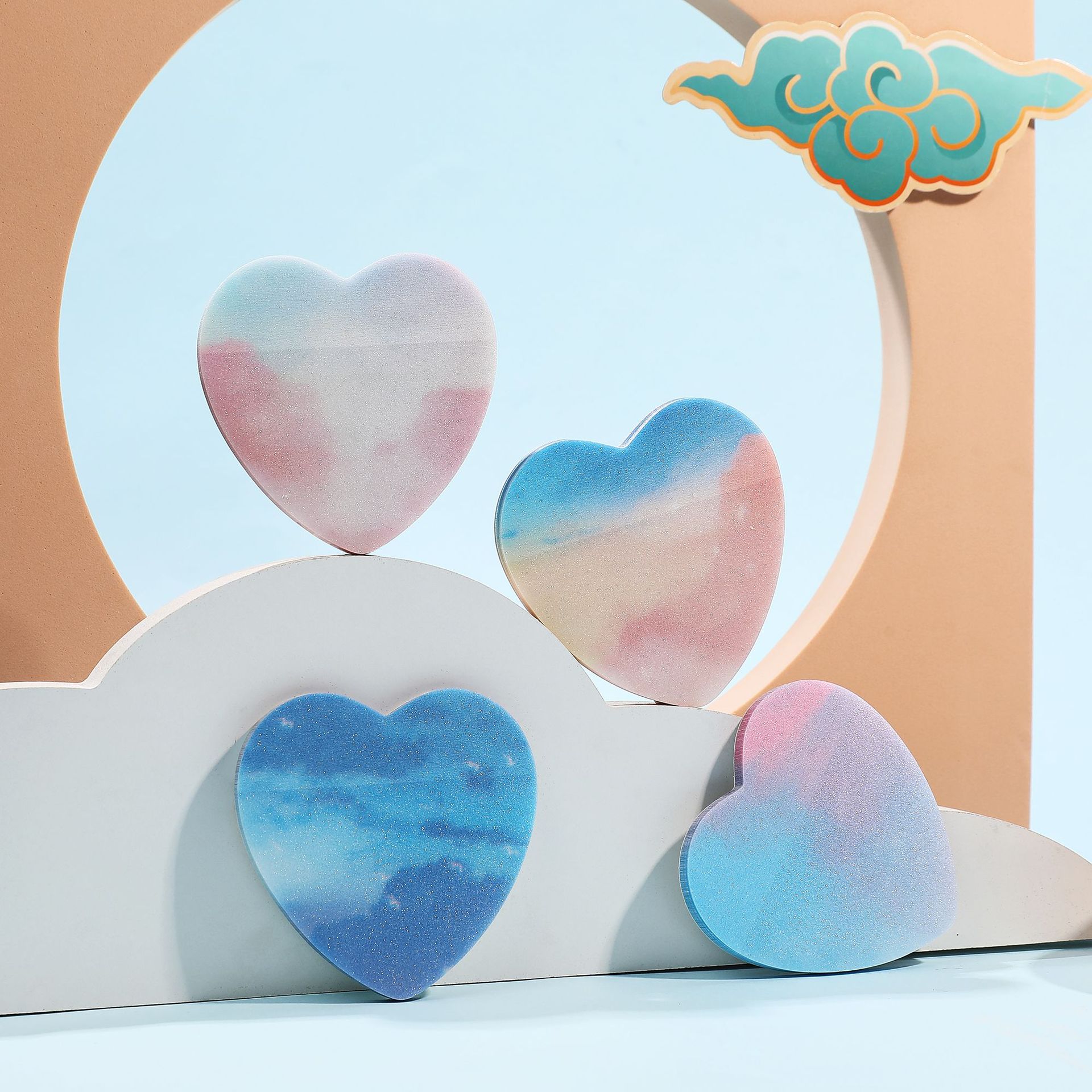 Pioneer 8718 Sticky Notes, heart-shaped, frosted, iriered and cute cartoon, 50 pages, n times, strong stickiness, suitable for students Specification image