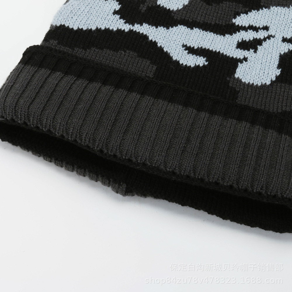 Men's winter woolen hats with thickened fleece for warmth and warmth, knitted hats, and women's fashionable Korean-style camouflage hats with ear protecters Application Scenario