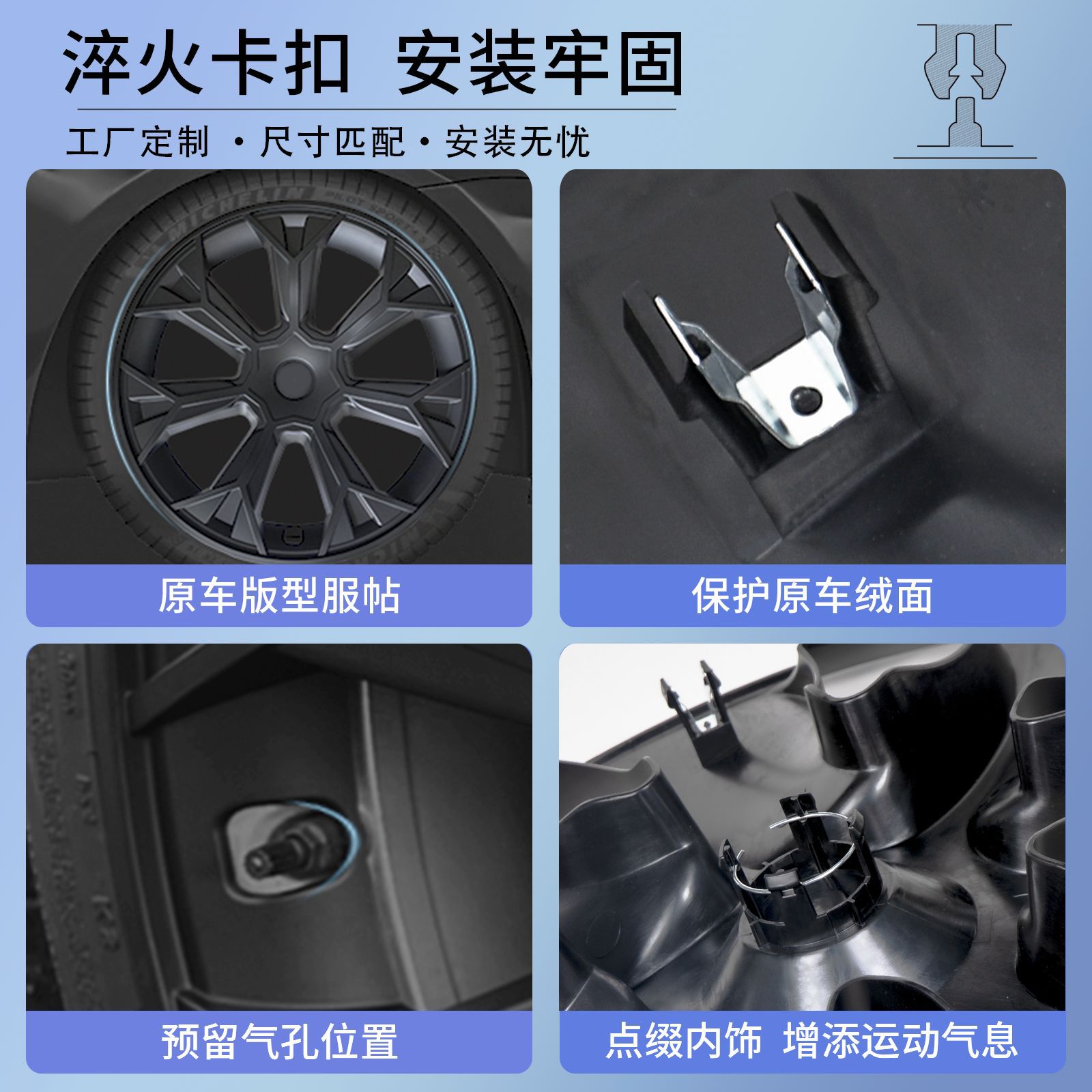 Wholesale of 18/19/20-inch full-package protective covers for Tesla's refreshed Model3/Y wheel covers applicable for foreign trade details Picture