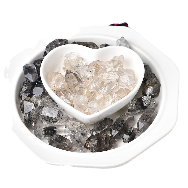 Natural crystal Sparkling Spirit Diamond, crystal rough stone, Double pointed column Helkimon Double pointed column white crystal Double head diamond DIY matching Specification image