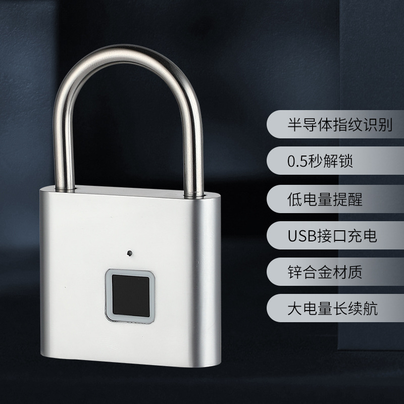 Intelligent fingerprint padlock, outdoor waterproof and anti-rust padlock, intelligent electronic padlock head, door anti-theft password lock, cabinet details Picture