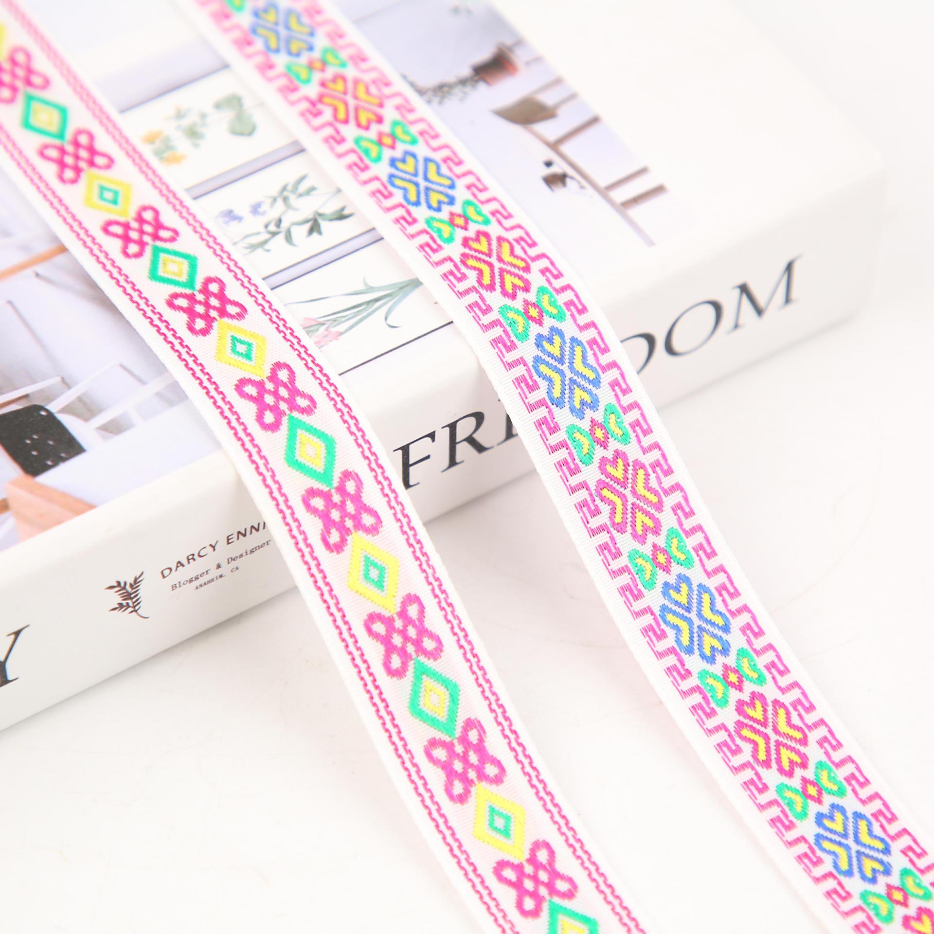 1.5- 2.1cm Ethnic-style jacquard ribbons, bow webbing, ethnic-style webbing hair accessories, headwear accessories wholesale details Picture