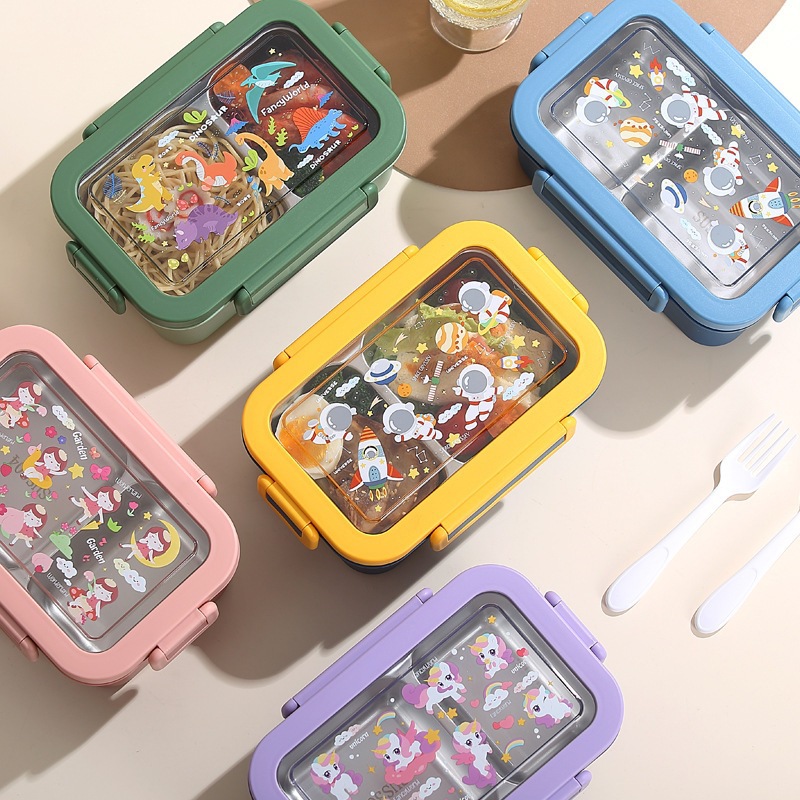 Amazon separated lunch boxes for students and office workers, stainless steel lunch boxes with tableware details Picture