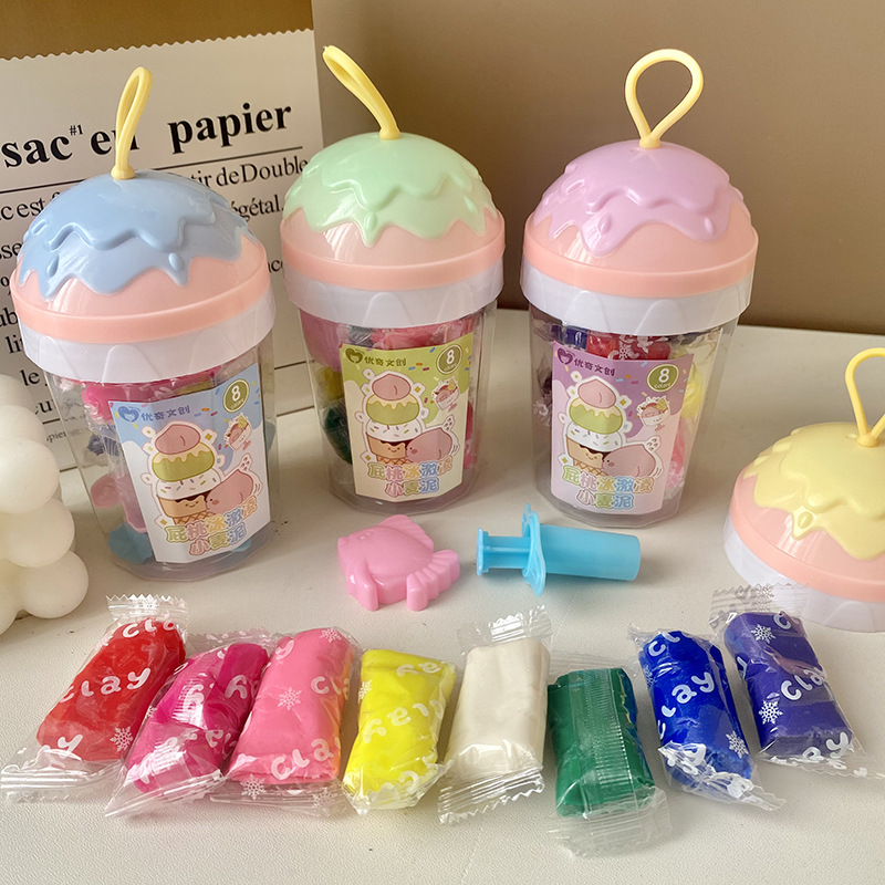 优奇彩泥工厂8色枕式小麦泥幼儿园糖果包装 橡皮泥玩具套装