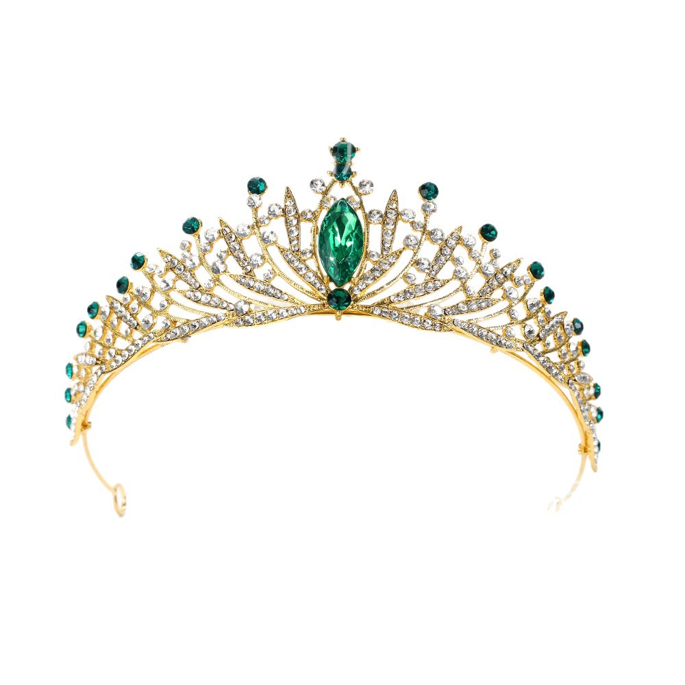 A luxurious golden diamond-encrusted crystal crown for the bride, a splendid tiara for the wedding, a dazzling headwear for the dinner and dance party, and an elegant star Item Picture
