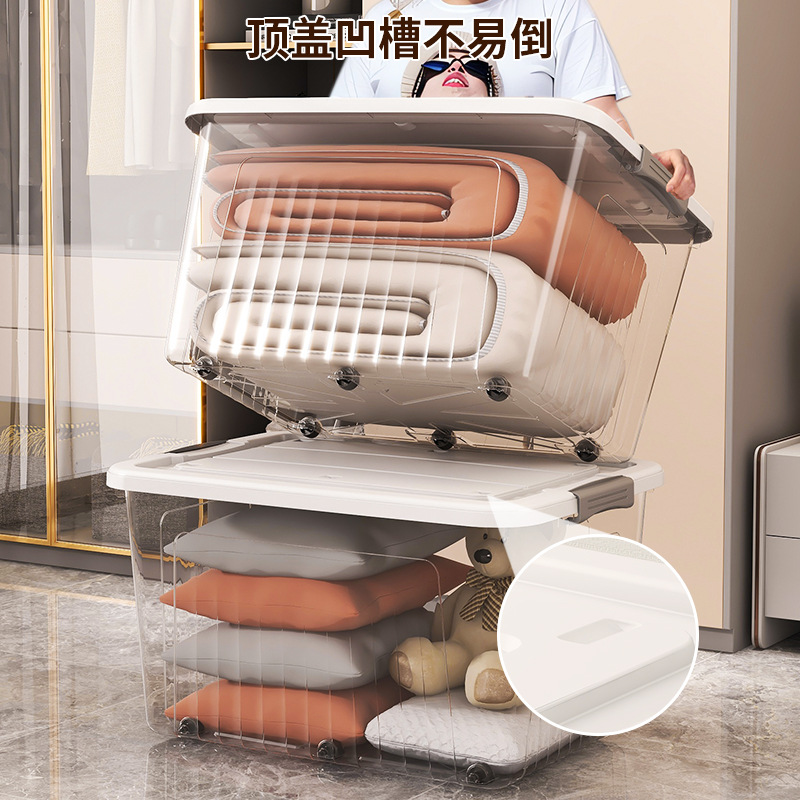 One-piece consignment transparent storage box, household clothes storage box, toy storage box, large-capacity storage and organization box details Picture