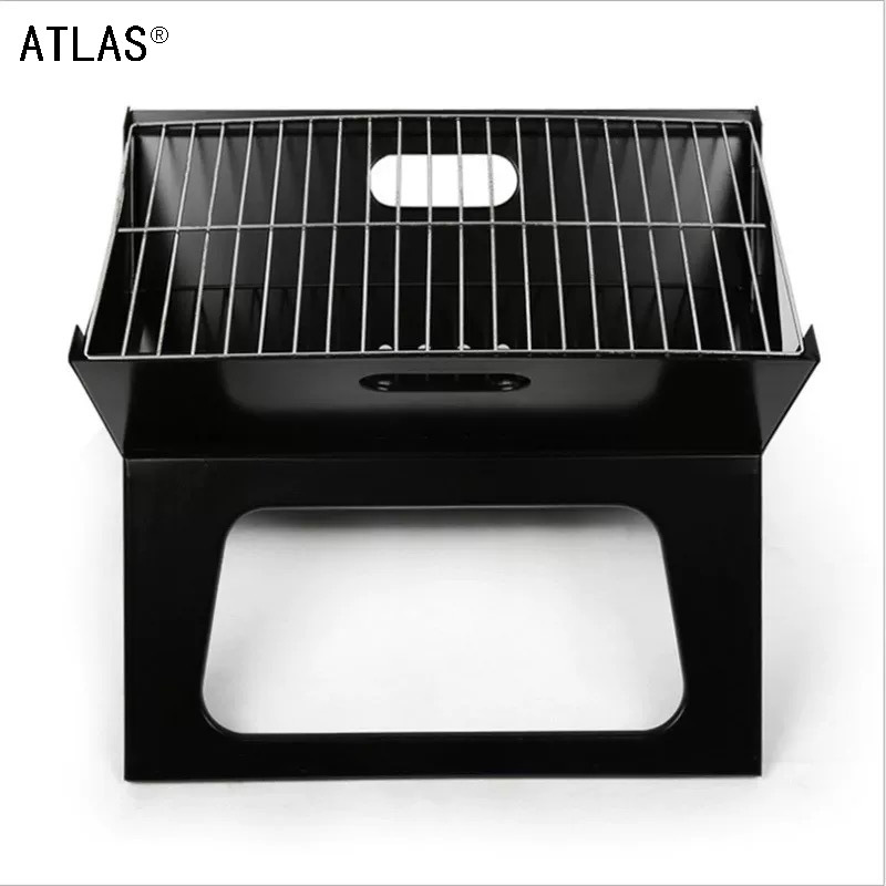 Portable folding barbecue grill, outdoor household grill, multi-functional windproof grill, black BBQ, foldable barbecue