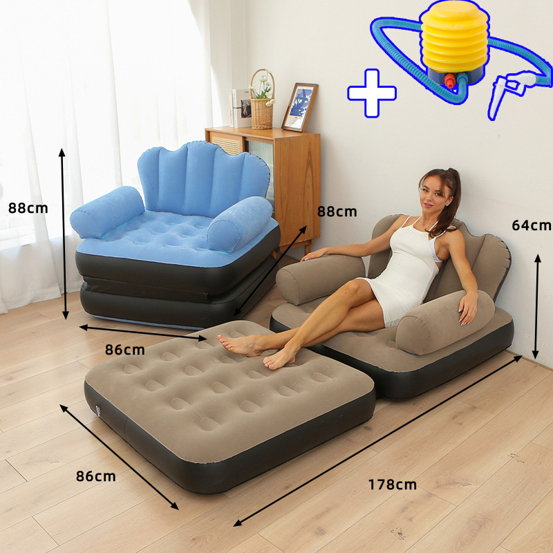 New folding dual-purpose inflatable sofa bed, thickened PVC lazy five-in-one sofa mattress, cross-border wholesale in stock details Picture