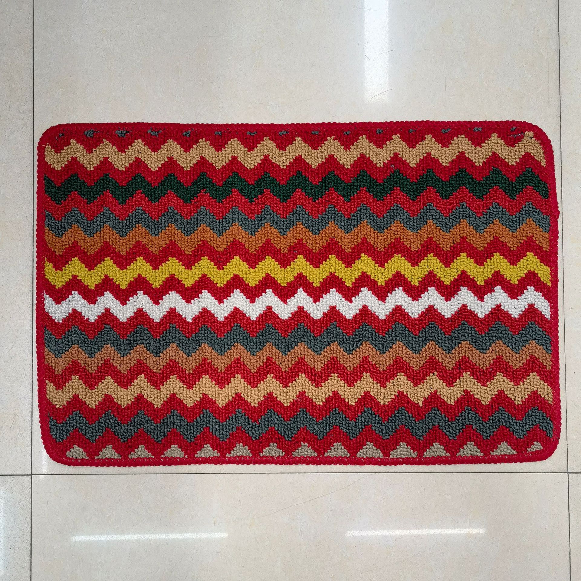 Wave rainbow circle fleece serrado blanco TPR suela interior cuarto de baño sala de estar cuarto de baño antideslizante alfombra tapetes details Picture