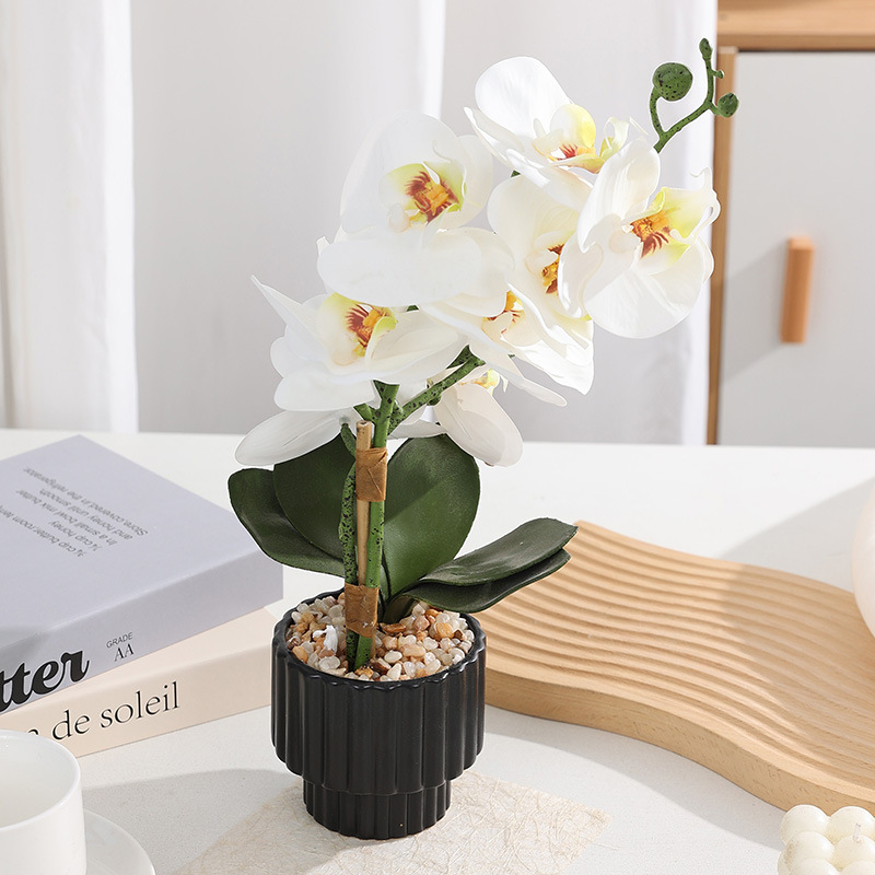 Artificial Phalaenopsis potted flowers for home living room decoration, floor-standing artificial flower bonsai, artificial flower decoration potted plants Specification drawing