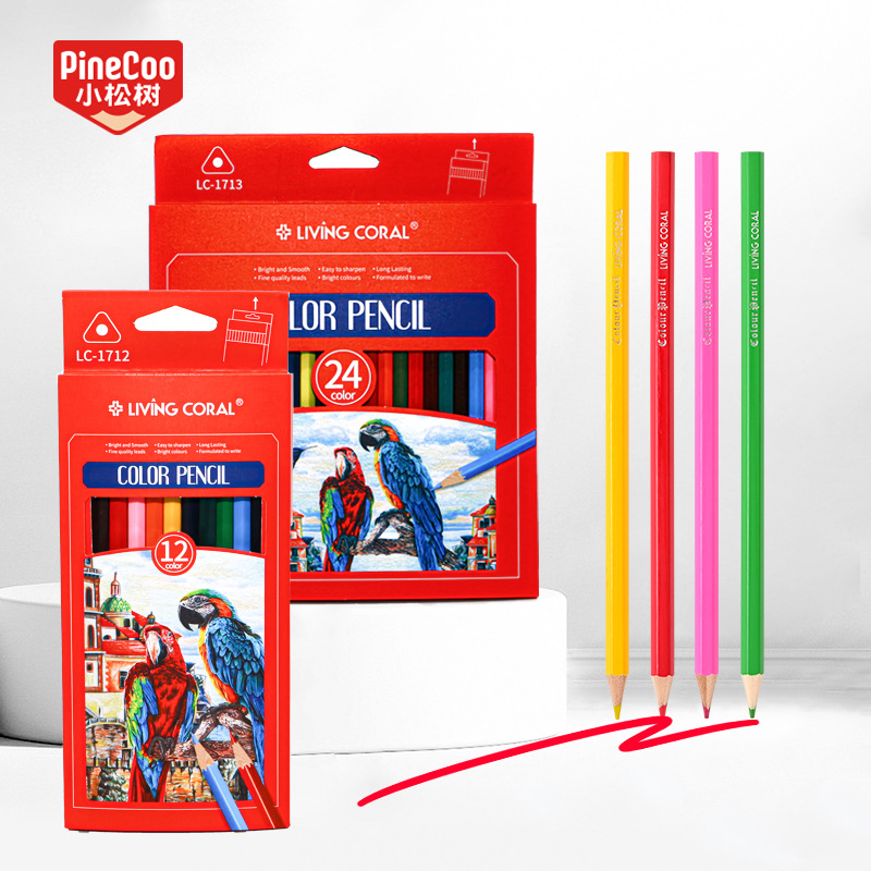 Wholesale of 12/24-color oil-based pencils for children and primary school students' art and painting with hexagonal rods from cross-border colored pencils