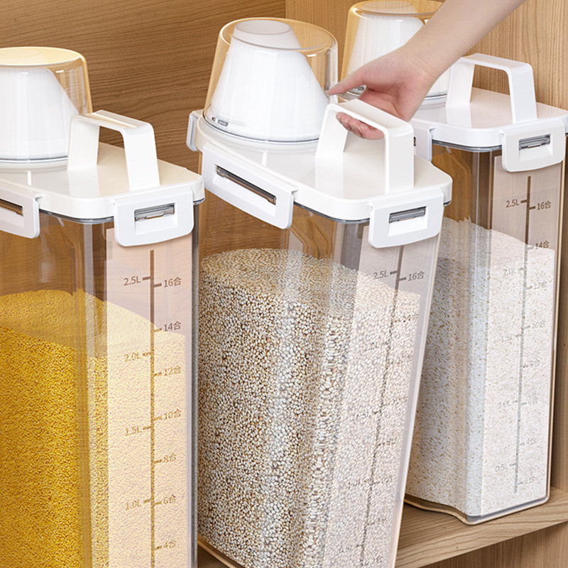 Five-grain storage box, household moisture-proof and insect-proof rice bucket, flour storage jar, sealed jar, kitchen wonder, multi-grain jar details Picture