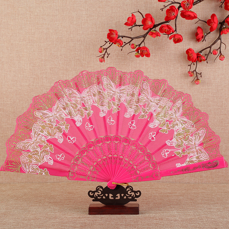 蝴蝶中国风扇女士古典舞蹈塑料折叠扇手工艺礼品古风小折扇细节图