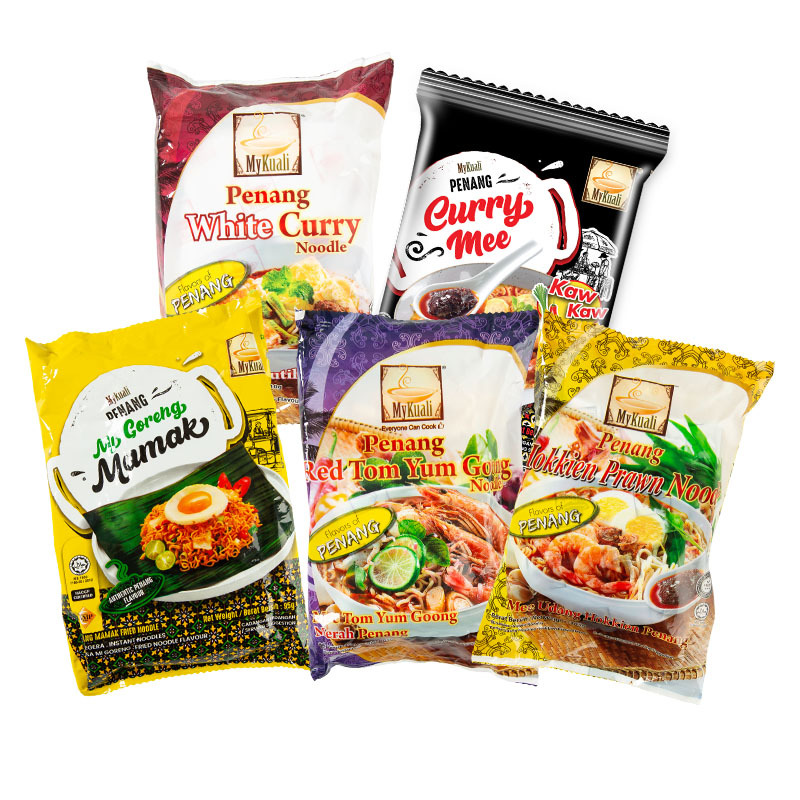 马来西亚MyKuali 麦可利槟城白咖喱冬阴功虾味速食方便面泡面批发白底实物图