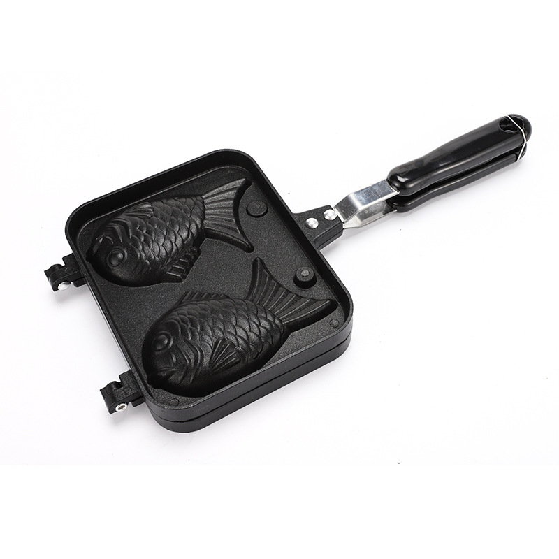 Taiyaki mold, non-stick double-sided taiyaki waffle cookie frying pan, household open flame taiyaki barbecue plate Item Picture