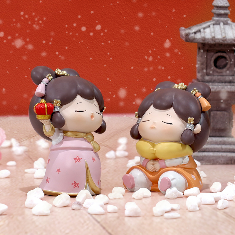 Love to Sleep Luo Meng Gege Blind Box Figurine Creative ancient-style court Doll Resin Small Decorative item Gift Cultural and creative Specification image