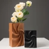 2025 High-end square ceramic vase decoration, European-style creative living room entrance TV cabinet, flower arrangement, fresh water cultivation vase decoration Specification image