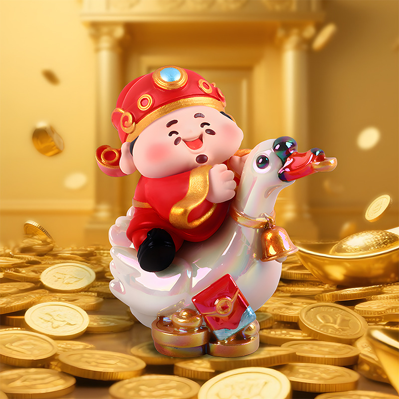 "National Trend God of Wealth Comes to My Home Blind box figurine, home living room table craft decorative items, resin ornaments wholesale. details Picture