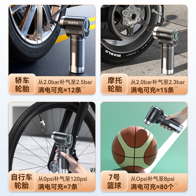 Vehicle-mounted wireless air pump, portable air pump for vehicles, automatic high-pressure air pump for electric car tires, and air injection Application Scenario
