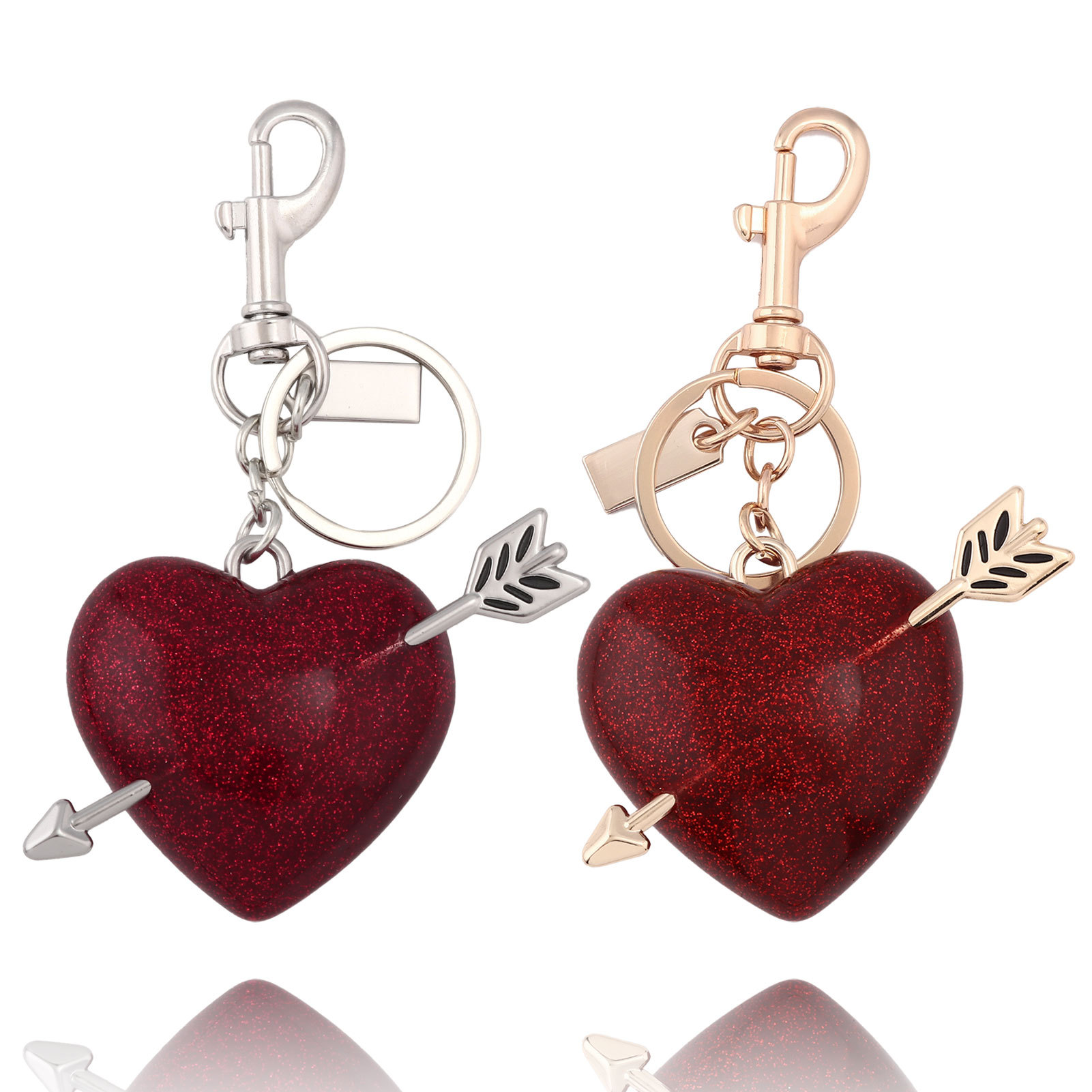 一箭穿心钥匙扣 跨境时尚一箭穿心包包挂件 女士轻奢爱心钥匙链