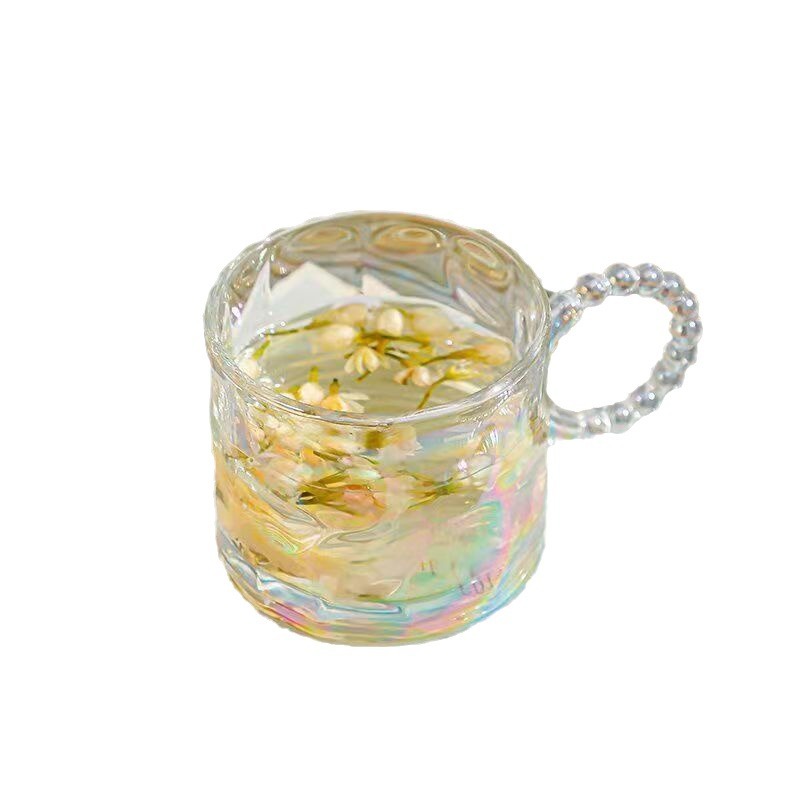 A set of glass cups, drinking cups, household handle glass tea cups, high appearance level, complete set of cups, coffee cups, breakfast cups Item Picture