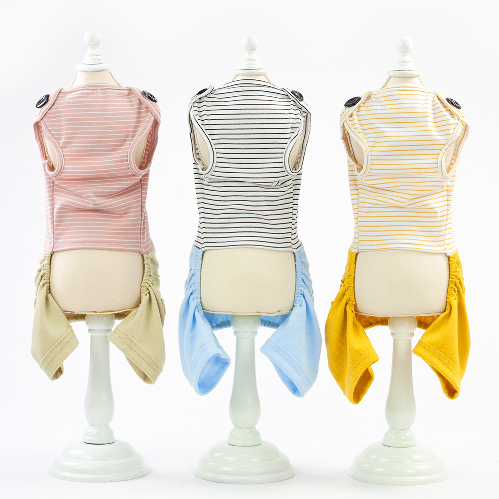 Amazon Spring/Summer 19 new pet four-legged clothes, dog casual striped pants, thin cat and dog clothes Specification image