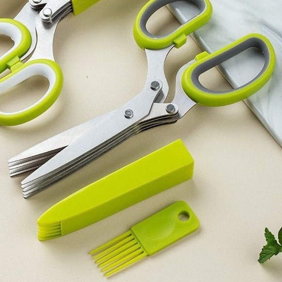 韩式居家多功能厨房五层剪刀葱花剪日用碎纸神器新款辅料剪刀白底实物图