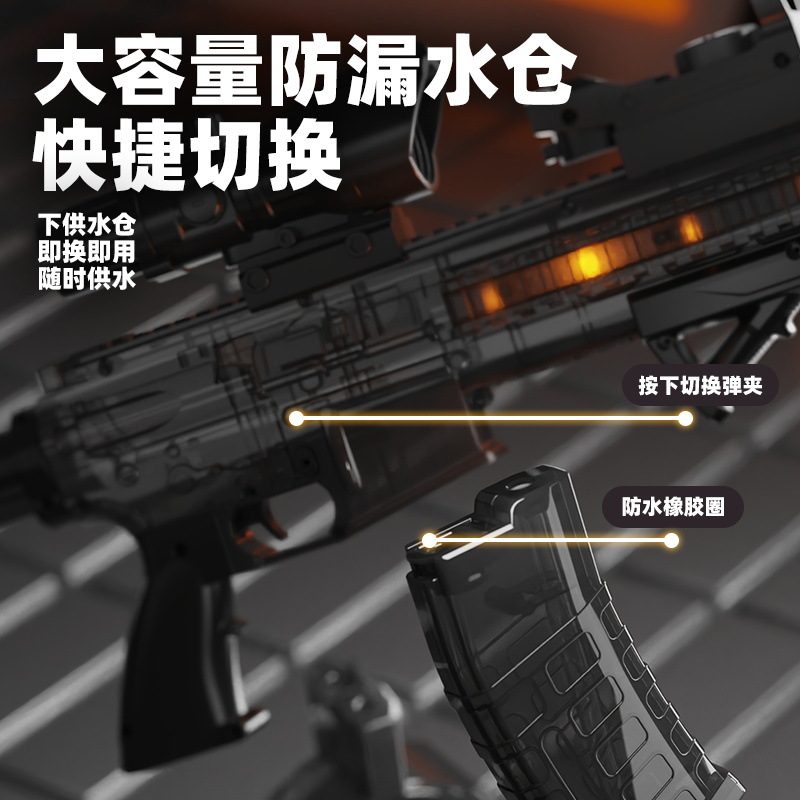 Children's new Explosive Flash M416 electric water gun, high-pressure continuous firing, cool revolving lantern, large-capacity water gun toy Specification image