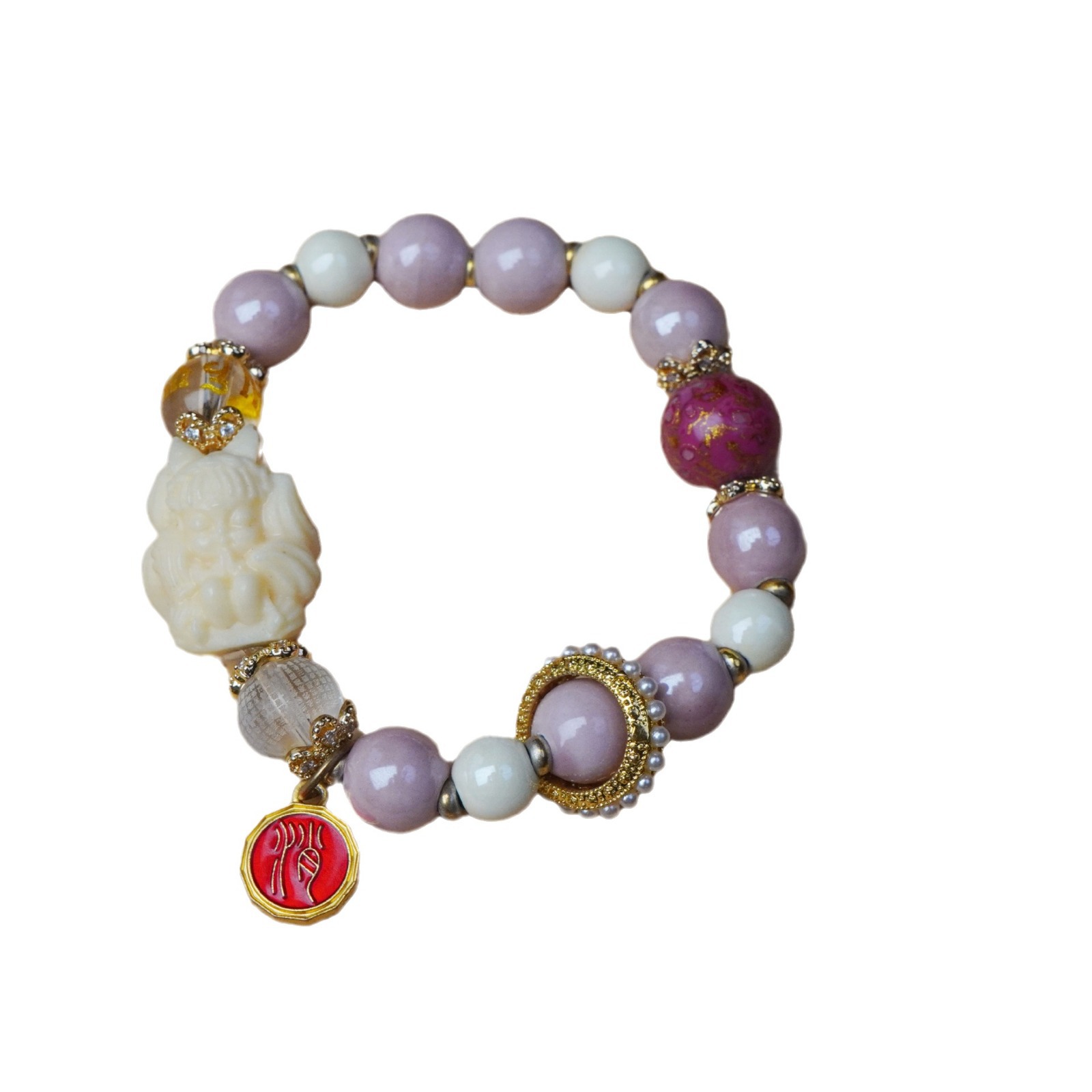 Hangzhou Xiangji's same style of incense ash porcelain nine-tailed fox bracelet, women's pink porcelain multi-color crystal bracelet, small phoenix Nine accessory Item Picture