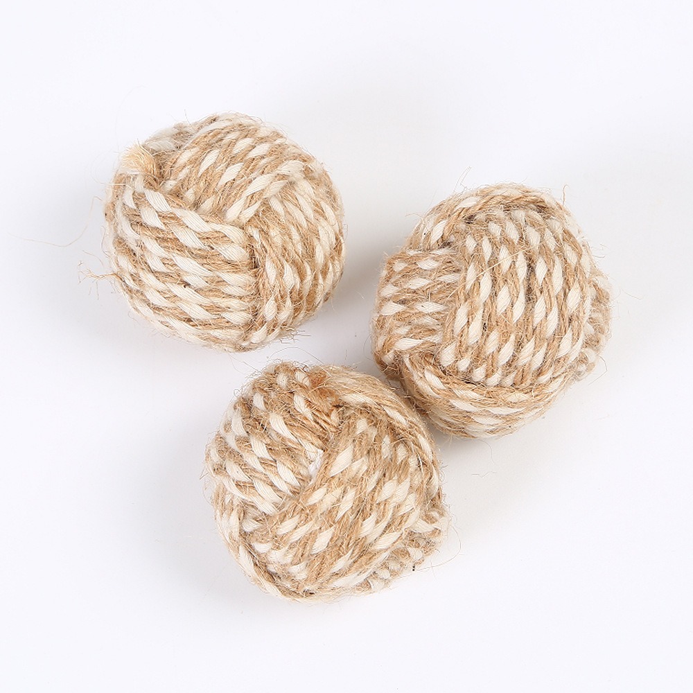 手工编织宠物玩具球配件猫狗玩具球半成品圣诞装饰用品黄剑麻球细节图