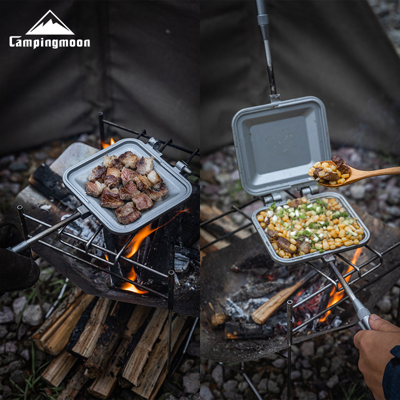 Koman TT-1315 Double-sided non-stick toast bread sandwich grill, multi-purpose camping breakfast grill pan Application Scenario