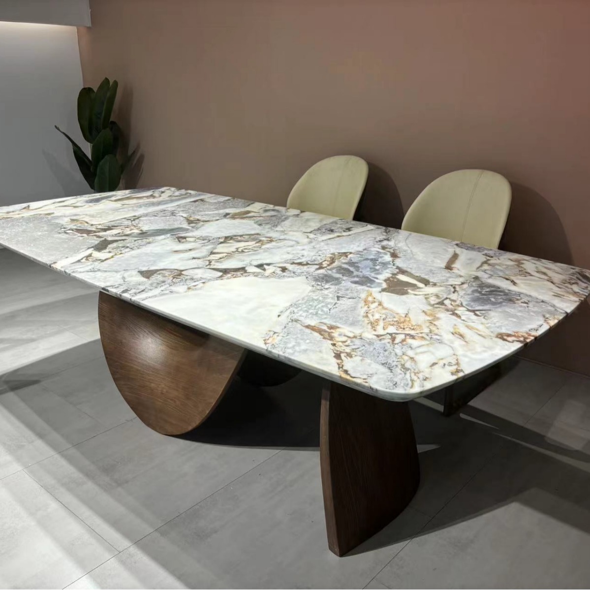 Star Factory wholesals Nordic Italian minimalist luxury stone, super crystal stone rectangular dining tables, retro dining room, home solid wood legs, living room dining tables Specification image