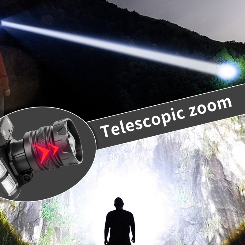 Cross-border 30W LED three-source strong headlamp, long-range anti-glare headlamp for outdoor use, outdoor head-mounted headlamp Specification image