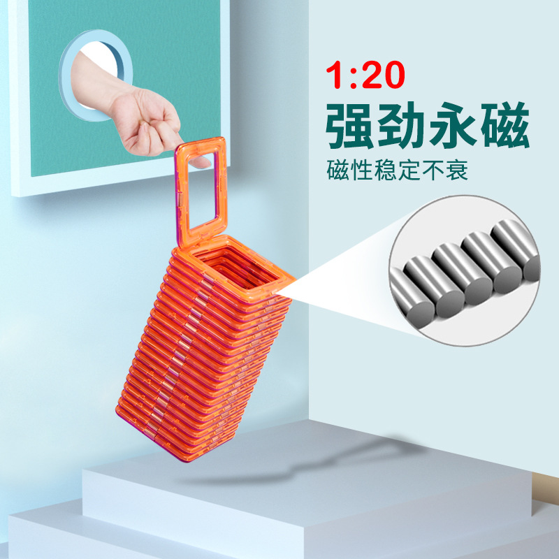 Wholesale of 96pcs large-capacity bucket diy strong piece building block sets, children's educational and creative early education magnetic toys Specification image